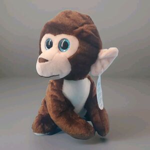 Plush Monkey 12" Brown Glitter Eyes Sitting A&A Global Stuffed Toy Wildlife